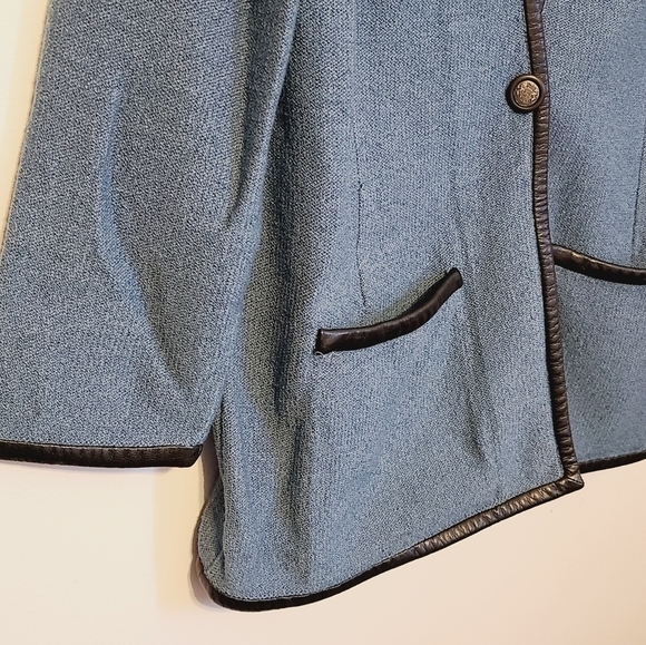 Don Sayres | Vintage Cardigan w/ Leather Trim (Size 6) - Picture 9 of 11